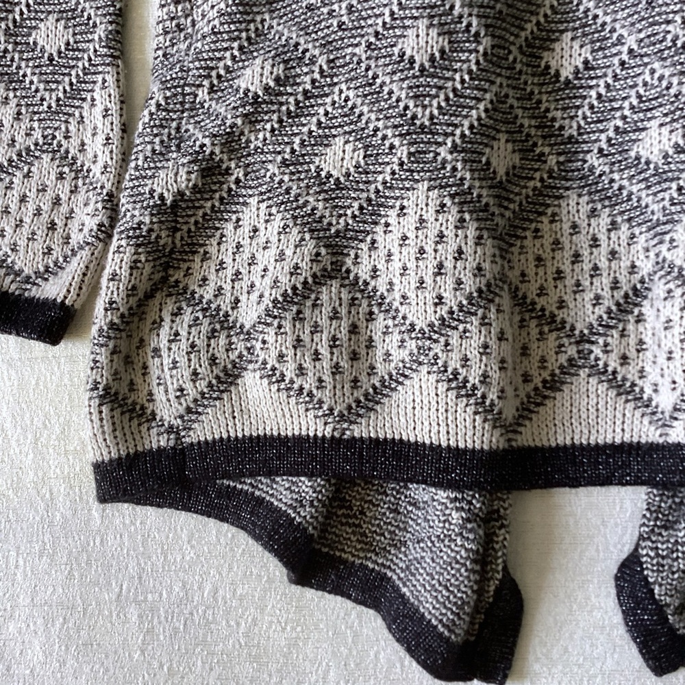 Knox Rose Open Front Waterfall Cardigan Womans Size Large Black & Cream Longline - Picture 8 of 12